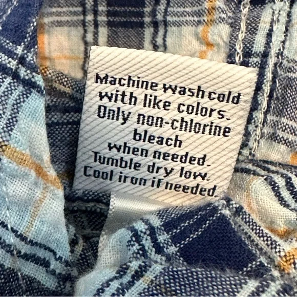 Short Sleeve Blue Checked Cotton Button Down - Picture 10 of 10